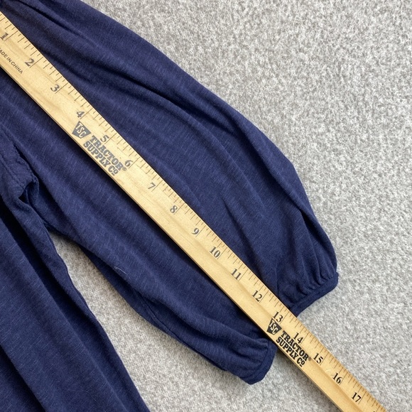 Caslon boho blouse 3X navy blue ruffle trim raw seams loose fit soft stretch - Picture 4 of 10